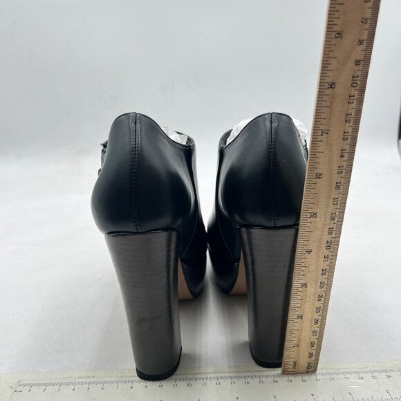 XYD Black Chunky High Heels Platform Ankle Boots Pointed Toe Side Zipper Booties - Picture 5 of 8